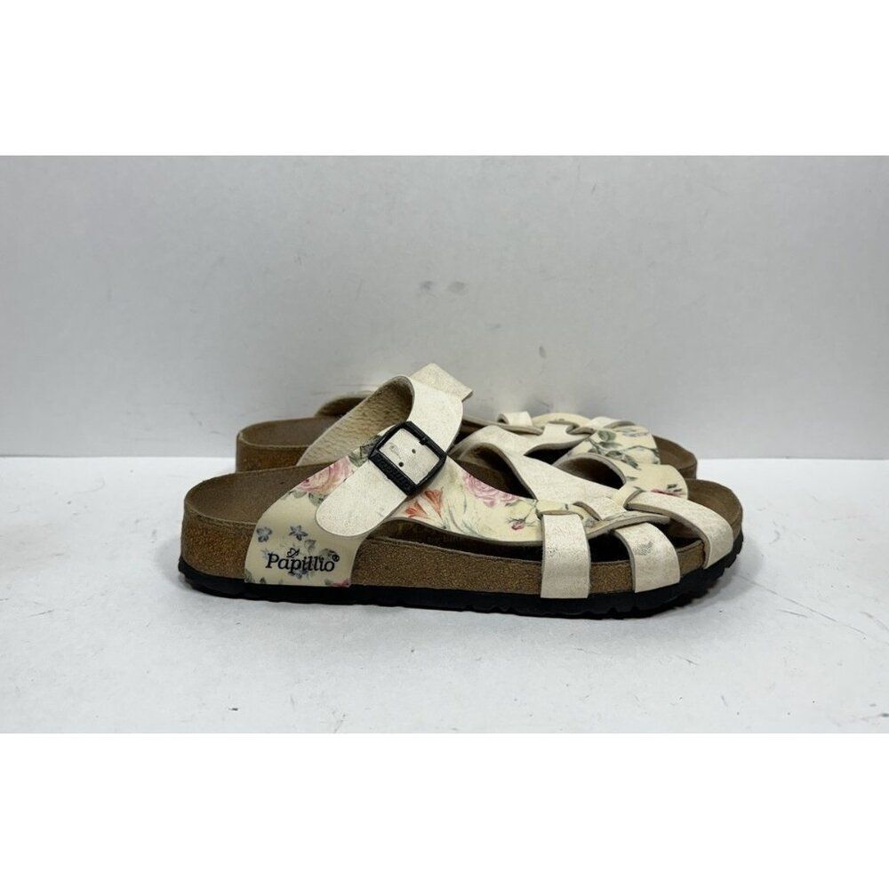 Birkenstock Papillio Pisa Birko Flor Sandals White Floral Pink Womens Size 7 N